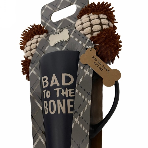 BAD TO THE BONE Doggy Gift Set Coffee Mug ID Tag Dog Toy - Picture 4 of 11
